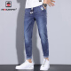 Aemape Neun-Punkte Jeans Herren High-End Trendy Brand Herbst Spring und Herbst Schlanke Füße gebundene und enge elastische 9-Punkte-Hose 829 Hellblau 28