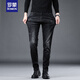 Romon Herbst High-End Black Jeans Männer schlanke Hosen Katze Whisker Vielseitiger elastischer Trend Herren-Langhose 1049 Gray plus Samt 28
