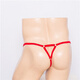 Men's thong with one strap sexy transparent bag gun bullet separation iron ring tassel lace physiological underwear men's sex toys white one size red