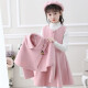 Flower cat girl dress children's skirt winter New Year's greetings dress shawl princess dress baby girl woolen vest dress red shawl + vest dress + hat 120 size recommended height around 110cm