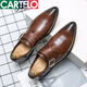 卡帝乐鳄鱼（CARTELO）皮鞋男士夏季搭扣复古商务正装休闲朋克夜发型师新郎结婚鞋男鞋子 -3883黑色 40