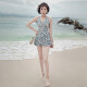 佑游游泳衣女泡温泉保守遮肚显瘦女士性感连体泳装三件套12122蓝色L