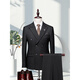 DVHNMK luxury brand men's suit suit men's formal business casual wedding dress double-breasted striped suit dark gray (suit + trousers) ready for delivery M (recommended 95-110 Jin Jin equals 0.5 kg) ready for delivery