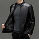 ROMON Haining imitation leather jacket men's winter style young and middle-aged men's leather jacket jacket dad men's velvet stand-up collar motorcycle jacket 2002 black lapel velvet style 175/L recommended 120-140 Jin Jin is equal to 0.5 kg