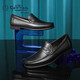 Goldlion men's shoes loafers men's leather shoes light and comfortable slip-on business casual shoes G521310528AAA black 39