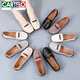 
CARTELO bean shoes women's shoes 2025 new summer sandals genuine leather flat shoes breathable soft sole hollow summer mother shoes 826 gray hollow 36