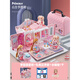 Spielzeugmädchen spielen Haus Prinzessin Doll Haus 7 Mädchen 2-3-4-6 Jahre alte Mädchen 8 Kinder 9 Geburtstagsgeschenke 10 rosa Handtasche + LED-Streicher + Puppen