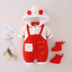 Acacia Tong baby jumpsuit autumn and winter baby New Year's greetings thickened velvet festive one-year-old full-month clothes newborn clothes Xiaolongbao pure cotton thickened and warm 0-15 73 size recommended 3-7 months 15Jin Jin is equal to 0.5 kg.