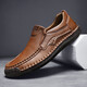Fat Donglai DL Chaussures pour hommes automne Nouveau mocassins à semelle douce en cuir authentique Chaussures en cuir décontractées à la main de grande taille Men 9918 Brown clair 4427.0