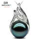 Fat Donglai same style Tahitian pearl pendant single short clavicle chain 925 silver round black mother-of-pearl necklace 12mm-13mm