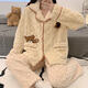 Qiao Yumeng Pajamas para mujeres en invierno en espesor en espesor de terciopelo de coral cálido lindo dibujos animados de internet estilo celebridad de otoño e invierno ropa para el hogar MF-897# Light Luxury Plaid Children Style M