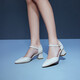 Red Dragonfly Women's Shoes New Pointed Hollow One-Shift Buckle Commuter Single Shoes WFB12040 Bei White 34