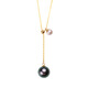 Cedar crown Tahitian black pearl seawater pendant y-shaped chain with akoya cherry blossom pink necklace black and white two-color adjustable 18K gold