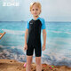 ZOKE children's swimsuit one-piece boys and girls boxer short-sleeved training swimsuit 115604419 black/light blue 14