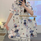 史迪仔三件套睡衣女短袖短裤长裤棉夏季2025年新款学生可爱卡通 14126#黄色拉布布 三件套 M  80-100斤