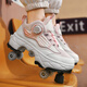 ZiJIAN (ZIJIAN) rampage shoes for girls four-wheel invisible automatic shrinkable skates for teenagers and students deformation shoes for boys pulley shoes 9922 pink [brake version] size 33