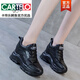 Cartelo Genuine Leather Pure White Dad Zapatos Interior Altura Aumento de 9 cm Caquero de vaca Sports Sports Sports Softweight Travel Ligeweight For Women Negro Cuero (forro interno único) 37
