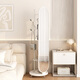 SSHULIPU-Creme-Style-Dressing Spiegel Ganzkörper bodenständiger Spiegel Haushalt Multifunktional beweglicher Schlafzimmer Kleiderbügel rotierender Anpassungsspiegel Ganzkörperspiegel [Creme Weiß]