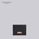 THOM BROWNE TB Custom bronzing pebble leather double-sided card holder black size 00