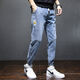 Fesshi-cho jeans men's 2023 spring and summer new trendy brand loose trousers for boys spliced ​​casual Harun work pants Large pocket Harun grey XL [recommended 120-135 Jin [Jin equals 0.5 kg]]