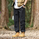 Sumpfgebiet Outdoor Mountaineering Herren Workwear Frühling und Sommer dünne lose geradlinige Ladung Casual Ice Seidenhose WS003 Schwarz XL