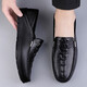 
Fugui Bird Summer Beanie Men's Real Leather Lazy Casual Leather Shoes Soft Sole Breathable Business Driving Daddy Shoes Yulin FG9898 Black 38