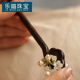 LEMIAO Magnolia Wooden Hairpin Hanfu Ancient Style Accessories Hairpin Women's Back of Head Hairpin Temperament Cheongsam Daily Simple Hairpin White and Green Magnolia A22-301