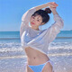斤慕泳衣女比基尼罩衫海边度假游泳外搭沙滩防晒衣温泉罩衣外套女 防晒罩衫开叉白色均码可穿120斤