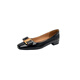 Asacho Spring and Summer Square Head Patch Patent Leather Women's Shoes Retro Bow Metal Button Women's Thick Heels Low Heel Square Head Single Shoes Women Black 9195 34