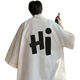Jiben (bugar) Camiseta de manga corta de manga corta Hombres de gran tamaño de gran tamaño de gran tamaño seda de seda casual de chaqueta delgada de media manga negro 9904 HI 7XL 260-280JIN [Jin equivale a 0.5 kg]
