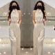 Xi Xuchen Street Internet celebrity style jumpsuit for women 2022 summer design neckband off-shoulder high-waist slimming jumpsuit trendy off-white [belt] M [recommended 95-105Jin [Jin equals 0.5 kg]]