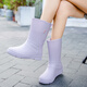 Rain boots for women adult 2024 new fashion style wear mid-tube boots non-slip water shoes rubber shoes overshoes rain boots women pink 37