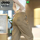 JEEP SPIRIT casual pants for men 2024 summer thin loose large size elastic lace ice silk Harlen all-match nine-point long pants YHUK09 black L 106-125Jin [Jin equals 0.5 kg]