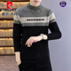 Pier Cardin Men's Sweater Trendy Gold Mink Twit Sweater Men's Automne and Winter Sweater Top Student épaissis Handsome Base Shirt [Style d'hiver] 687 Gold Mink-Black épaissi L 105-120JIN [Jin est égal à 0,5 kg]