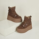 Botas de nieve de Daphne para mujeres, suela gruesa, botas estándar de nivel cruzado y de terciopelo 2024 Nuevas botas casuales versátiles de invierno Brown 36 (230 mm) Tamaño estándar