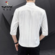 
Woodpecker (TUCANO) shirt men's long-sleeved 2024 spring new fashion trendy men's versatile quarter-sleeved striped shirt men's top DC677 white 2XL