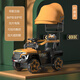 Children's electric car can be pushed on the ATV baby four-wheel toy car can be used to charge remotely with children's car. Blue dual-wheel drive large battery + remote control + Bluetooth + car shed