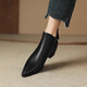 
Belle-Ta series brand broken French sheepskin pointed toe short boots for women 2024 autumn and winter new thick heel medium heel rear zipper khaki color (single) 38