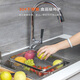 Fubaina retractable drain basket 304 stainless steel wash basin storage rack kitchen sink drain rack dish sink drain rack stainless steel double retractable drain net basket [medium size]
