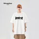 MMOPTOP Personalisierter Buchstaben Druck Kurzarm T-Shirt Herren Sommer reines Baumwoll lose halbe Ärmel Trendy Top M0028 Weiß L.