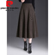 Pierre Cardin Woolen Skirt Women's Autumn and Winter Long Skirt 2025 New Chinese Style High Waist Skirt Slim Umbrella Skirt Large Hem A-Line Skirt Mocha Brown Autumn and Winter Woolen This Year's Popular Light Luxury 2XL 130-145Jin Jin is equal to 0.5 kg