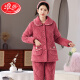 LangSha pajamas women's new winter coral velvet three-layer cotton thickened warm mother middle-aged and elderly home clothing set 1105# burgundy XL [Suggested 115-130Jin [Jin equals 0.5 kg]]