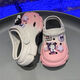 Qisiman Kinderschuhe für Mädchen Gradientenloch Schuhe Sommer 2024 Kulomi Girls Beach Bag Sandalen Nicht rutschende Eltern-Kind-Upgrade Weiß Pink 30 innere Länge 195 cm