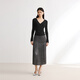 
EP Yaying [slim shirt] wrap-fitting long-sleeved knitted base shirt for women, same style as 9906A black M