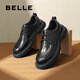 Belle pleated business shoes men's shoes new shopping mall same style cowhide casual leather shoes 8ND01DM4 pre-sale black - single lining 38 (240mm)