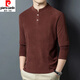 Pierre Cardin autumn and winter double-sided velvet bottoming shirt for men, Henry collar, trendy and versatile, long-sleeved T-shirt, stand-up collar sweatshirt for men, black 2XL (recommended 150-170Jin Jin equals 0.5kg)
