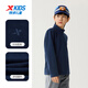 Xtep children's pullover sweatshirt spring for boys and girls, small, medium and large children, breathable, dry, thick, lightweight, fashionable and versatile top, deep blue 120 cm