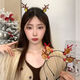 Xinghengmeng Christmas Headband Women's Christmas Antler Hairpin Headband Holiday Decoration Gift Big Bow Headband Hair Ornament Christmas Plush Antler Headband (Red)
