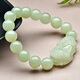 A thousand-year-old jade Hetian jade Pixiu bracelet Men's blue and white jade roadway jade bracelet [green green Pixiu bracelet] QZD2610z