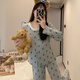 Xiangyaxin pajamas with breast pad for women's autumn and winter velvet sweet polka dots 2024 new warmth thin velvet girl's home clothing set 2677-10 kitten head XL code 120-130Jin [Jin equals 0.5 kg]
